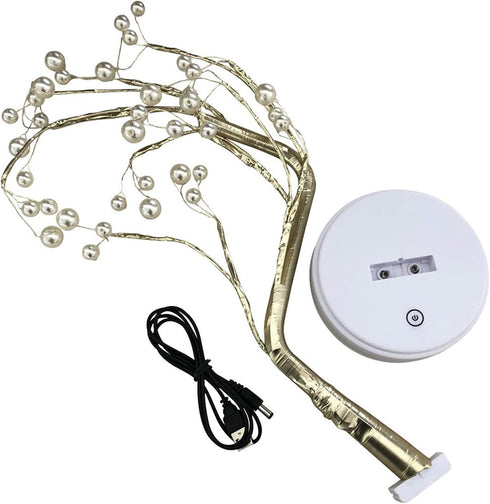 Lxcom Lighting LED Globe Lights 36 LEDs New Gold Copper Wire Tree Branches LED Bonsai Table Tree Lighted USB Battery Operated with Touch Switch Decorative Desk Lamp for Home Decor, Warm White