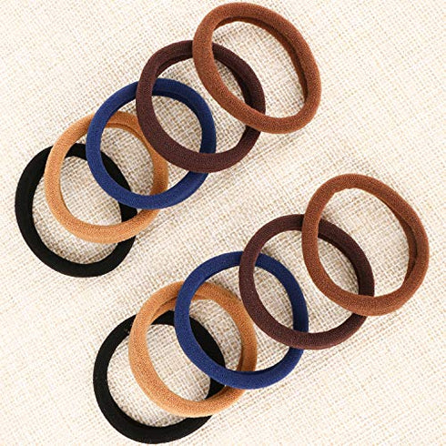 100PCS Large Cotton Seamless Hair Ties Bands – Ponytail Holders - Thick Hair Elastics for Thick Heavy and Curly Hair (2 Inch in Diameter? 5 Colors) by BAOLI