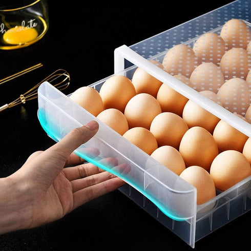 NEWFORCE 30 Grid Single Layer Egg Holder for Refrigerator, BPA Free Egg Storage Container for Fridge, Household Egg Organizer Storage Box for Kitchen & Farm