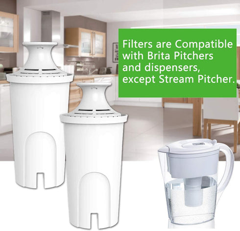 PUREUP 6 Pack Water Filter Compatible with Brita Pitchers Standard Sispensers, Premium Pitcher Replacement Filters