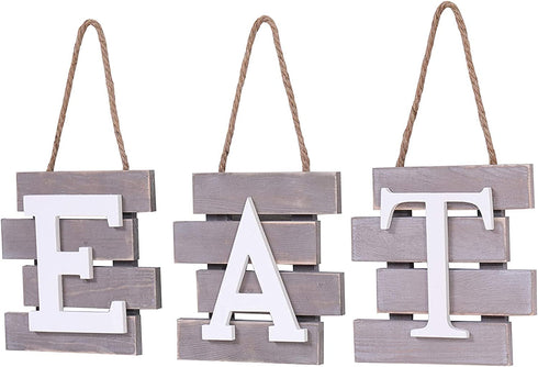 Eat Signs Kitchen Decor,Rustic Kitchen Sign,Farmhouse Kitchen Wall Art,Dining Room Wall Decor,Kitchen Letters Decor,Brown/White, 24*7.8inch