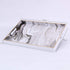 Zosenley Decorative Tray, Marbling Plastic Tray with Handles, Rectangular Vanity Tray and Serving Tray for Bathroom, Kitchen, Ottoman and Coffee Table, 15.6? x 10.2?, White
