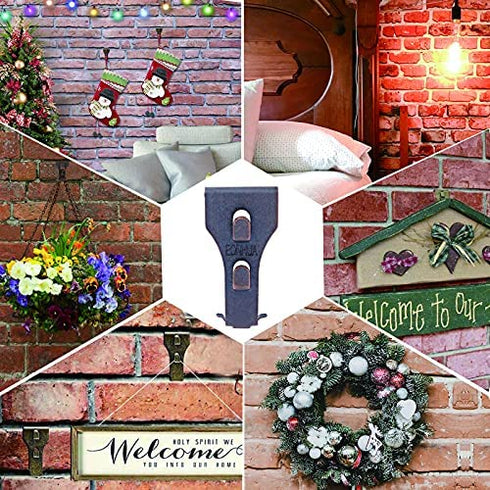 SXUEG Brick Hook Clips for Hanging, Metal Hook for Hanging Outdoor Clips for Pictures Fits Brick 2 1/4 Inch to 2 3/8 Inch (Bronze(6pcs) fits Bricks 2-1/4" to 2-3/8" high)