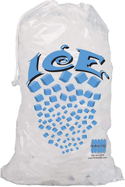 Concession Essentials 20lb Ice Bags. Drawstring Design. Ice Bags with Drawstring Heavy Duty Commercial Grade. Pack of 10 Ice Bags