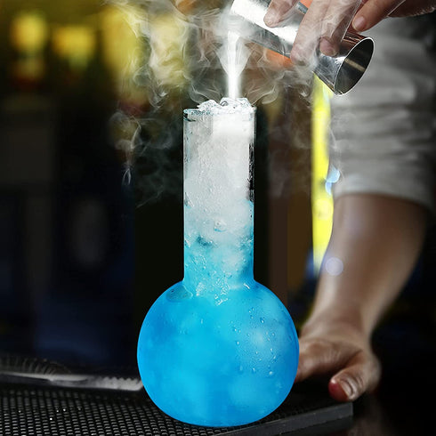 Creative Tube Cocktail Glass Set of 2 -14oz Distilling Flask Clear Glass for Cocktail Martini Tequila Margarita for Party, Home Bar or Gift
