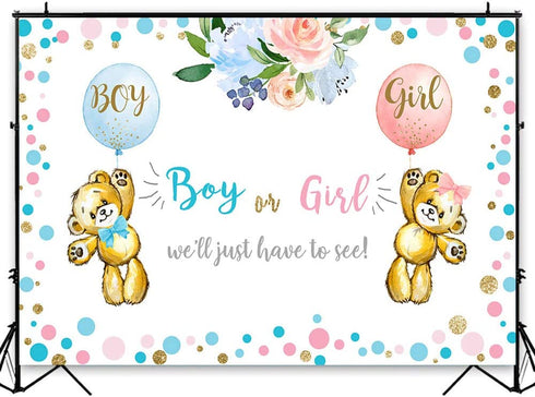 Avezano Boy or Girl Gender Reveal Background Blue or Pink Gender Reveal Floral Decoration Baby Gender Reveal Theme Banner (7x5ft)