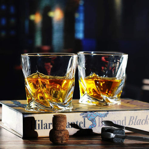 Bavel Whiskey Glasses - 10 OZ Premium Shaped Scotch Glasses set of 4,Glassware Set,Tumblers for Drinking Bourbon whiskey, Cognac, Irish Whisky,Vintage Elegant whiskey glass