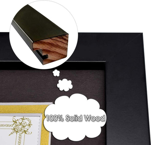 Golden State Art, 11x14 Document Photo Wood Frame for 8.5x11 Document & Certificates, Real Glass (Black with Black Over Gold Double Mat, Set of 1)