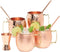 Kitchen Science Moscow Mule Copper Mugs Set of 4 (16oz) w/ 4 Straws & 1 Jigger | 100% Pure Copper Cups, Tarnish-Resistant Food Grade Lacquered Finish, Ergonomic Handle (No Rivet) w/ Solid Grip