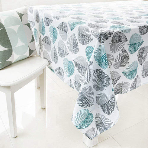 HomeyHo Leaves Print Fabric Table Cloths 55x70 Kitchen Rectangle Pattern Floral Protective Tablecloth for Dining Table Dust Cover Washable Easy Clean, 55 x 70 Inch