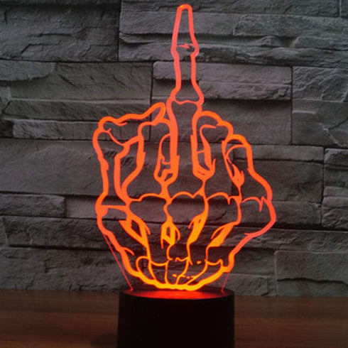 ZTOP Middle Finger Gesture 3D LED Optical Illusion Night Lamp 7 Color Change Touch Switch USB Powered Desk Light Christmas Thanksgiving Decor