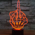 ZTOP Middle Finger Gesture 3D LED Optical Illusion Night Lamp 7 Color Change Touch Switch USB Powered Desk Light Christmas Thanksgiving Decor