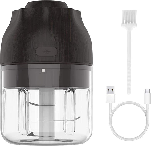 Electric Mini Garlic Chopper,Portable Wireless Onion Masher With Type-C Rechargeable,250ML Food Chopper Mincer With 3 Blades For Garlic/Fruits/Vegetables/Onions/Nuts/Pepper/Ginger/Salad (Black)