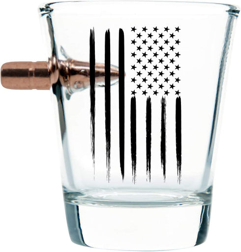 American Flag Shot Glass Hand Blown Glasses Real 308 Round Design