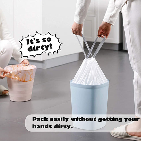 Trash Bags 13 Gallon Tall Kitchen Drawstring Garbage Bags, Biodegradable Clear Medium Strong Trash-Can-Liner for Home Bathroom Office (White, 100 Count)