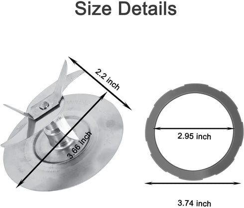 JOYSOG Stainless Cutter Blade Bottom Base Cap Gasket for Oster Pro 1200 Blender Replacement Parts,Jar Base Bottom Cap and Blender Blade and Gasket Set