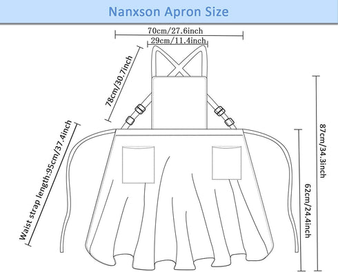 Nanxson Women Cotton Linen Bib Apron Cross Back Work Apron for Cooking,Baking,Crafting,Flower Arrangement CF3046