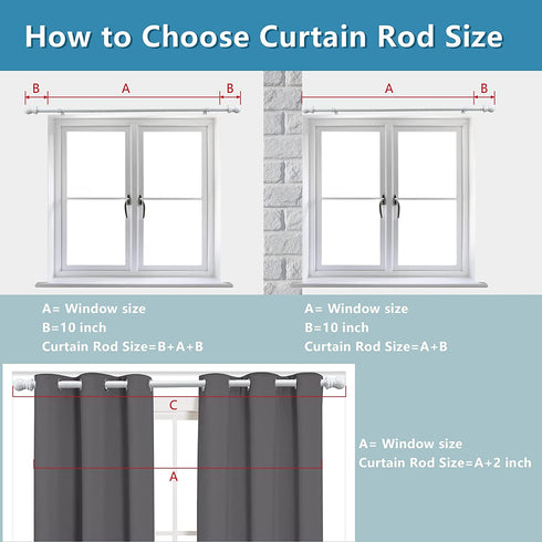 HOSKO Curtain Rod Kit - 1 Inch Curtain Rods for Window 30-44 Inches - Including Two Mounting Brackets ?White?