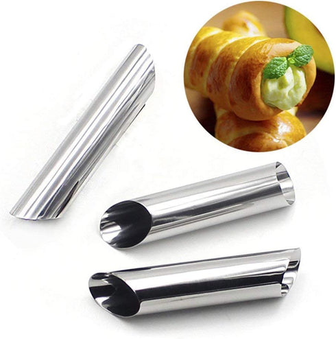 Cannoli Tubes, SPADORIVE 5 inch Large Stainless Steel Cannoli Forms Non-stick cream horn Danish Pastry Molds for Croissant Shell Cream Roll Pack of 20 (Cleaning Brush Included)