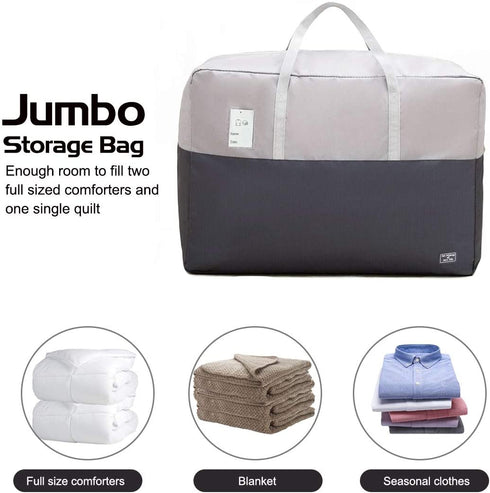 105L Bedding Storage Bags, Large Capacity Storage Bag for Clothing, Clothes, 2PCS Down Comforter Storage Bags, Oxford Cloth Moving Bag with Zippers