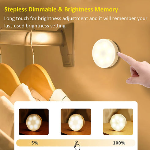 Warm White / Cold White Touch Night Lights, USB Rechargeable LED Cabinet Light, Stick On Anywhere Closet Light for Bathroom, Bedroom and Counter, Dimmable, 2 Pieces