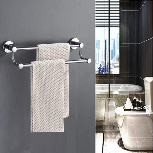Bathroom Towel Bar Stainless Steel, Chrome Brushed Bath Towel Holder, Elegent Double Towel Bar for Bathroom (Chrome, 16inch)