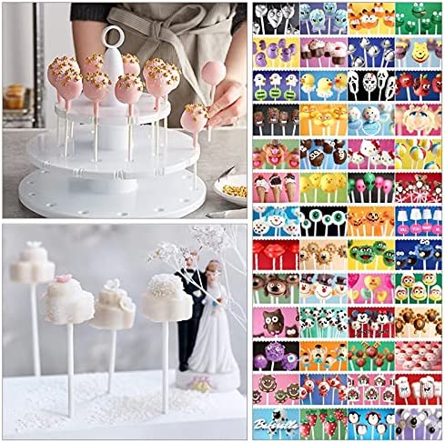 TAIHUIMY 360Pcs 6inch Lollipop Sticks, Cake Pop Lollipops, Chocolates and Cookies Bag Set Including 120 Parcel Bags, 120 Papery Treat Sticks, 120 Gold Twist Ties
