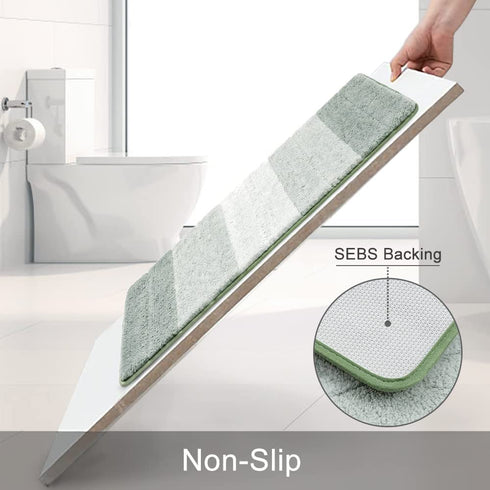 KMSON Ombre Bath Mat Bathroom Rugs, Non Slip Ultra Soft and Water Absorbent Bath Carpet, Machine Washable Quick Dry Bedroom Door Mat Living Room Rug Green 17" x 24"