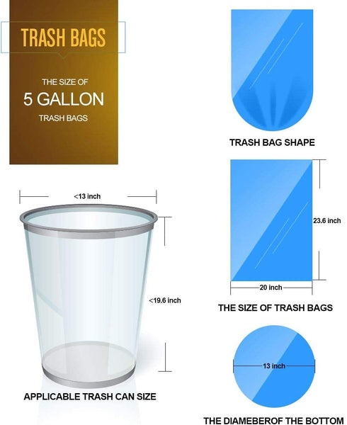 Small Garbage Bags - FORID 4 - 5 Gallon Trash Bags Durable Trash Can Liners for Home Office Bathroom Bedroom Waste Bin(5 Colors 150 Counts)