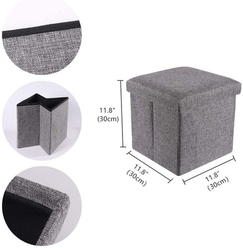 YCOCO Square Ottomans with Storage Foot Rest Stool Seat,Foldable Storage Ottoman Boxes,Toy Box Chest,Padded with Memory Foam Lid,11.8"x11.8"x11.8",Grey,Pack of 2