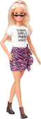 Barbie Fashionistas Doll #148 with Long White Blonde Hair Wearing Graphic T-Shirt, Pink Animal-Print Skirt, Translucent Black Shoes & Sunglasses, Toy for Kids 3 to 8 Years Old