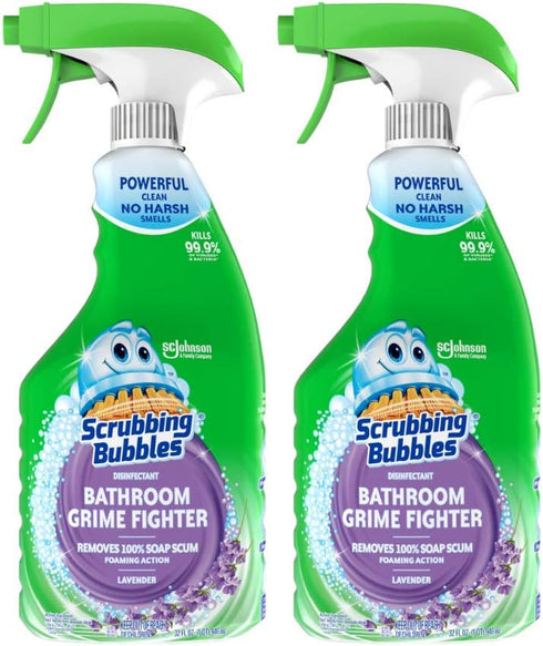 Scrubbing Bubbles Bathroom Grime Fighter, Lavender Scent, 32 oz Spray (2 Pack)