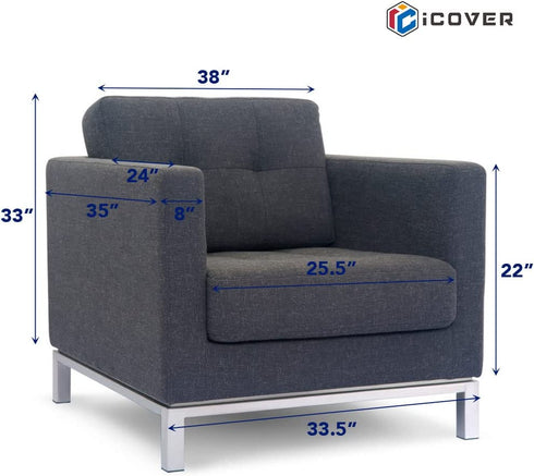 iCOVER Chair Sofa Slipcover, One Piece High Stretch Armchair Couch Cover, Machine Washable Spandex Jacquard Fabric, Bottom Elastic Easy to Install, Non-Slip Furniture Protector,Peacock Blue
