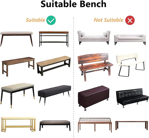 Dining Room Bench Covers Stretch Spandex Upholstered Bench Slipcover Thicker Printed Non Slip with Security Straps Rectangular Bench Protector for Bedroom Living Room,Dark Gray
