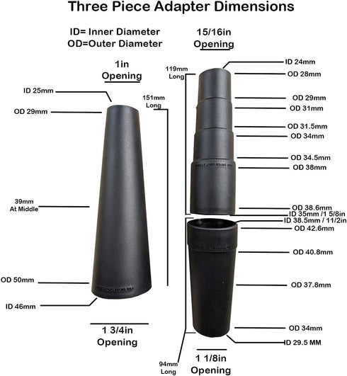 Vacuum Hose Adapter Kit and Cone Reducers 8 Attachments Fits 7/8 in to 1 3/4 in Includes 1 Rubber Reducer