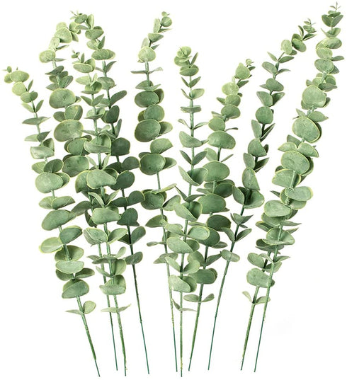 VANTREE 16"Tall Real Touch Artificial Eucalyptus Leaves Stems,10 PCS Eucalyptus Plant Faux Eucalyptus Stems,Dried Eucalyptus Vase Filler Leaf for Wedding Bouquet Centerpiece Home Farmhouse Party Decor