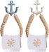 2 Piece Nautical Rope Towel Ring, Toilet Paper Holder Beach Themed Bathroom Decord with Metal Hook for Beach Themed Bathroom Decor(Blue+White)