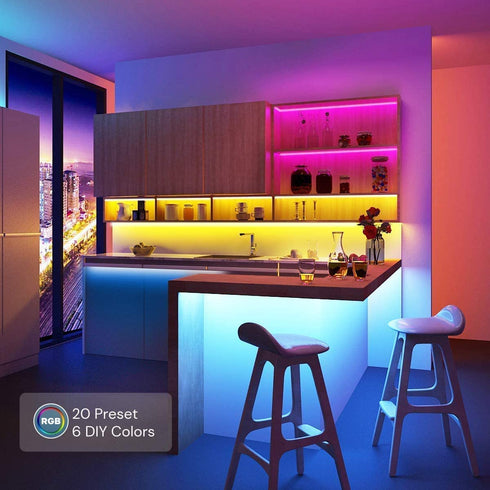 Led Strip Lights 65.6ft, GOADROM Ultra Long 5050 RGB Flexible Led Lights Color Changing Light Strips with 44 Keys IR Remote Control for Home, Bedroom, Kitchen, DIY Modes(2 Rolls of 32.8ft)