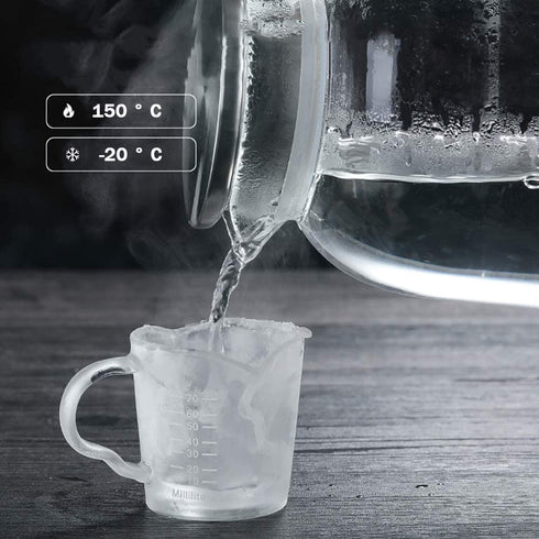 Espresso Shot Glass 3-Ounce Triple Pitcher Barista Double Spouts With Pouring Handle (2 Pack)