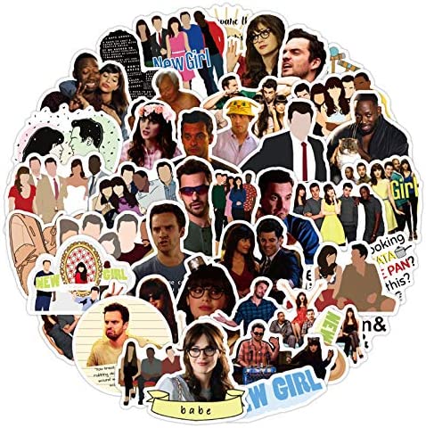 50pcs TV Show New Girl Vinyls Stickers Laptop Sticker Waterproof Stickers Luggage Skateboard Water Bottle Stickers Decal Bicycle Bumper Snowboard Decorate Gift for Kid ?New Girl?