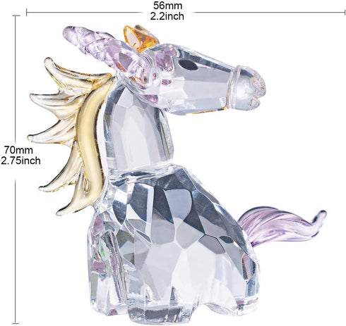 LONGWIN Crystal Angel and Unicorn Figurines Christmas Decorative Glass Ornaments Collectible Gift for Kids