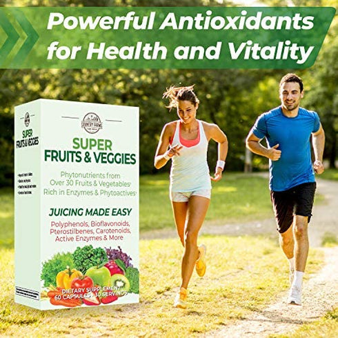 Country Farms Super Fruit and Veggies Capsules, 30 Fruits and Vegetables, 30 Servings, 60 Count (Pack of 1)