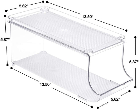 Sorbus Soda Can Organizer and Canned Food Bin Stackable Dispenser with Lid for Refrigerator, Pantry, Freezer Holds 9 Cans, BPA-Free, Clear Design (1-Pack)