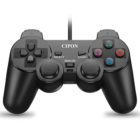 CIPON Wired Controller Compatible with PS2 Console, Black Remote Gamepad with 2.2M Cable