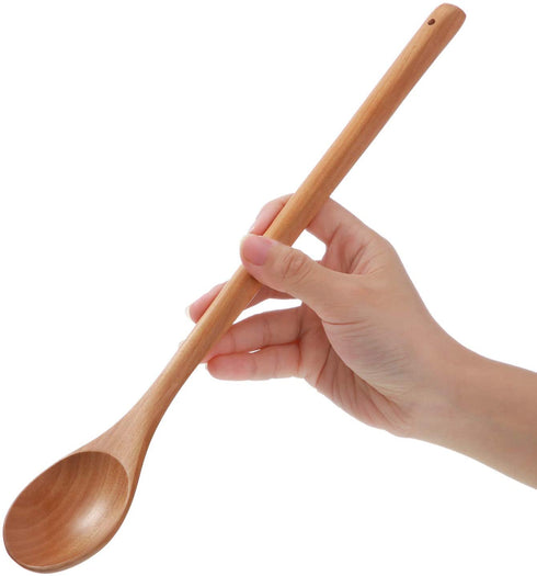 Wood Mixing Spoon Long Handle Wooden Spoons Wood Soup Spoons for Kitchen Stirring and Cooking, 13 Inches Long (8)