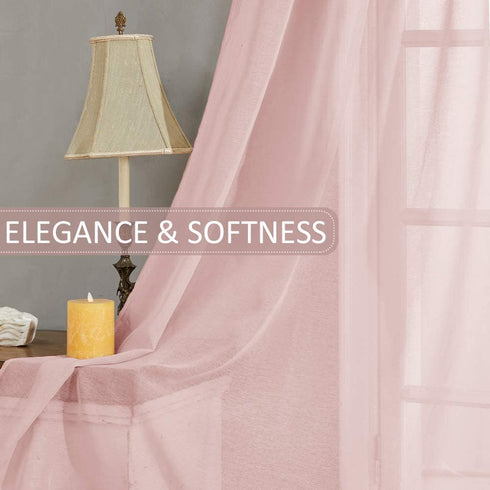 MRTREES Sheer Curtains Girls Room Pink 84 inches Long Sheers Nursery Transparent Voile Curtain Panel Bedroom Rod Pocket Window Treatment Set 2 Panels Living Room Sliding Glass Door