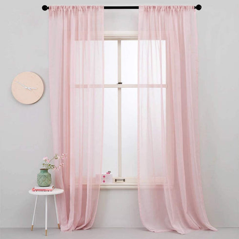 MRTREES Sheer Curtains Girls Room Pink 84 inches Long Sheers Nursery Transparent Voile Curtain Panel Bedroom Rod Pocket Window Treatment Set 2 Panels Living Room Sliding Glass Door