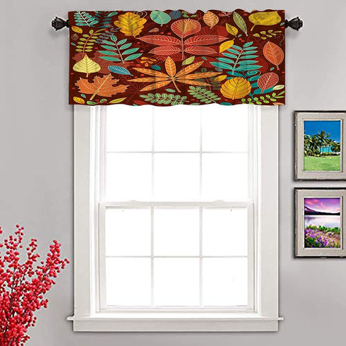 Mrcrypos Fall Valances Autumn Leaves Kitchen Valances for Windows Blackout Window Valances Curtains for Bathroom Bedroom Dining Room 52 X 18 Inches