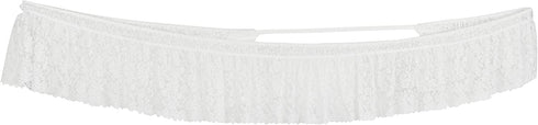 Home-X - White Lace Scalloped Elastic Bed Wrap Around, Easy Fit, Dust Ruffle Bed Skirt | Queen/King