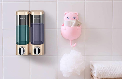 Bosharon Shower Soap Dispenser Wall Mounted, Shampoo and Conditioner Dispenser, Shower Wall Soap Dispenser Gold 300 ML (Gold 2 Chambers)